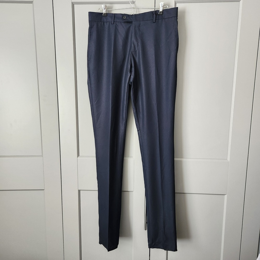 New Cavalli Class Navy Blue Dotted Trousers Made In Italy 50 IT 36 US Texture